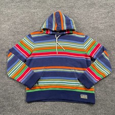 POLO Ralph-Lauren Colorful 90s-Style Hippie Hoodie Medium 21x23 Rainbow Striped