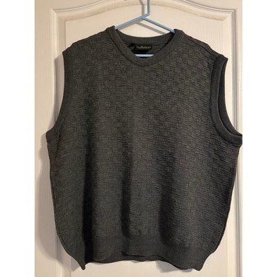 Arturo Garibaldi Charcoal Grey Merino Wool Blend Textured V-Neck Sweater Vest