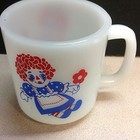 Glasblake Raggedy Ann mug milk glass