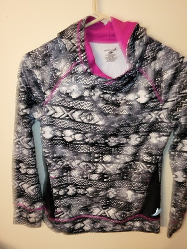 y2k Exertek Juniors Girls Size L 14 Hoodie Black Pink Accent L Sleeve Finger - Picture 13 of 24