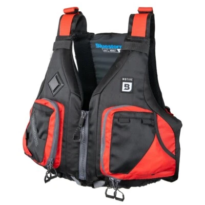 Bluestorm MOTIVE Kayak Life Jacket Fishing Vest Type III PFD, Nitro Red