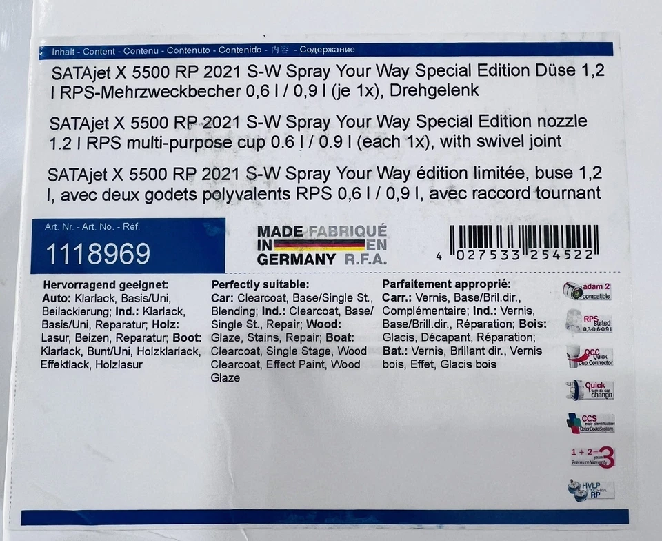 SATAjet X 5500 RP 1.2 I Standard Spray Gun W/RPS Cups  - Limited Special Edition Foto 3 de 4