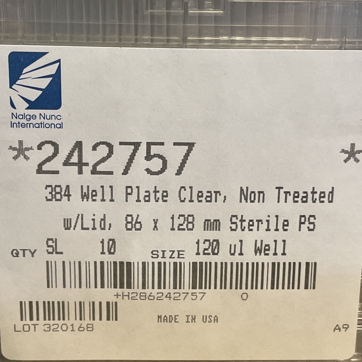 Thermo Nunc 242757 384 Well Non-Treated Flat-Bottom Microplate PS