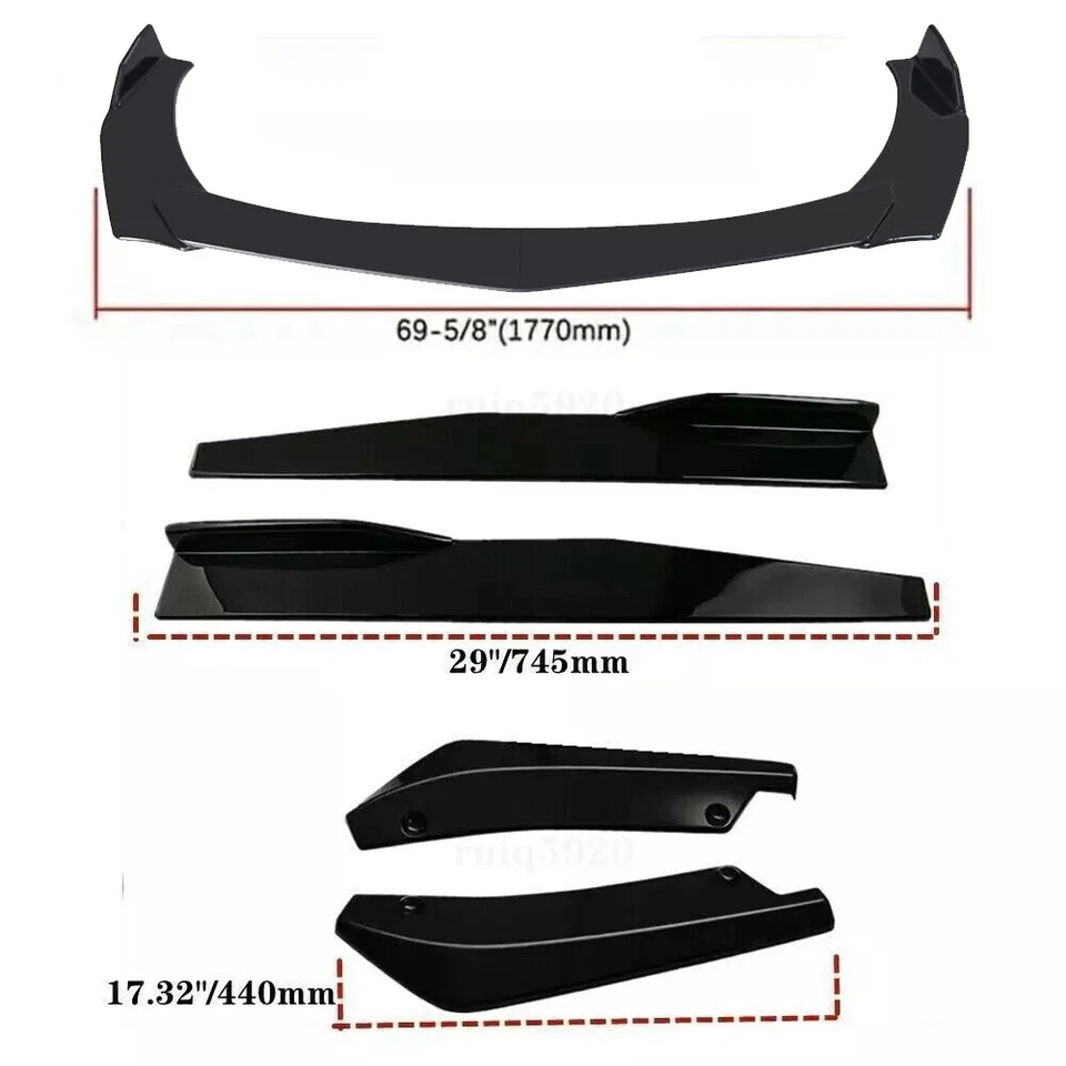 Front Rear Bumper Lip Spoiler Splitter Glossy Black For Chevrolet Corvette C5 Foto 2 de 4