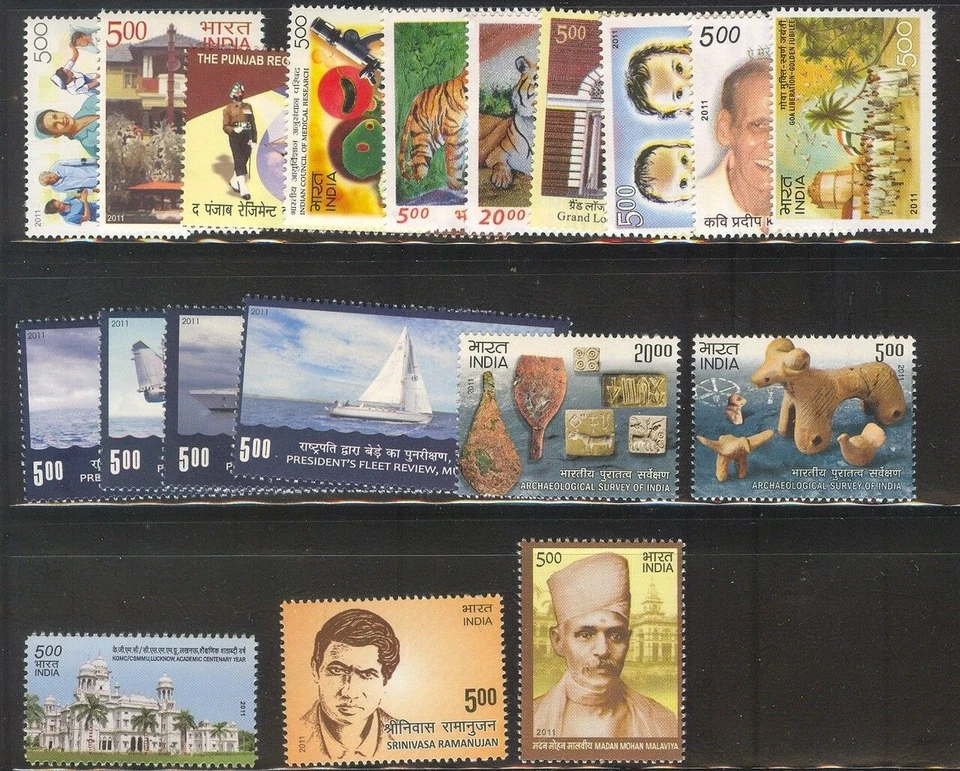 141. INDIA 2011 COMPLETE COMMEMORATIVE STAMPS YEAR PACK  61 DIFFERENT. MNH - Image 2 of 2
