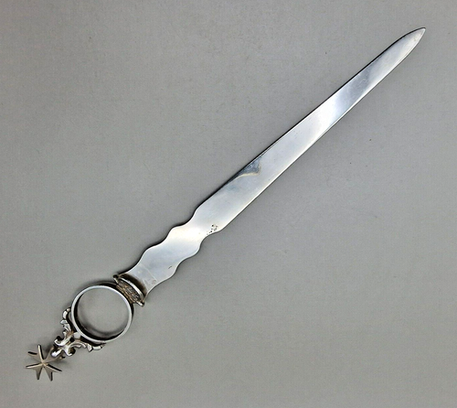 Antique/Vintage 875 Silver Maltese Bookmark Card or Letter Opener - Foto 4 di 20