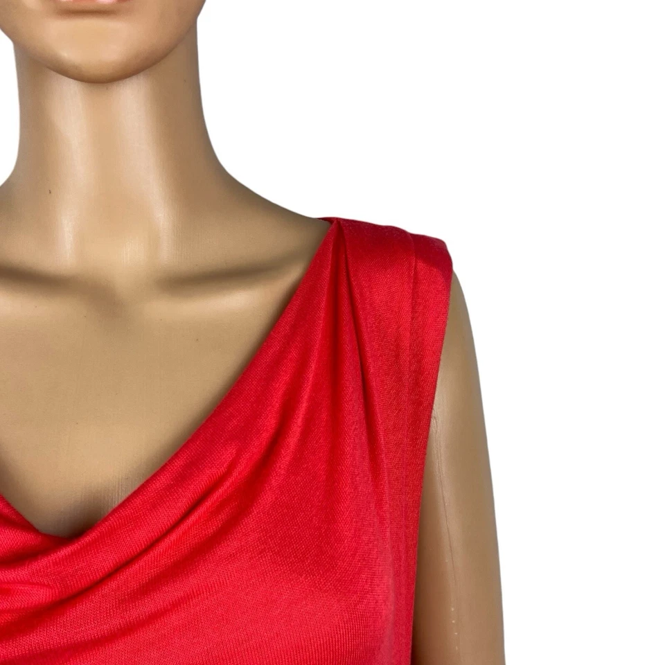 Three Dots Hot Coral Pink Sleeveless Viscose Knit Cowl Neck Dress Size XSmall - Image 2 of 4