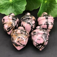 20PCS Natural stone Rhodonite Jasper Hand Carved Pine Nuts Crystal Healing 25mm