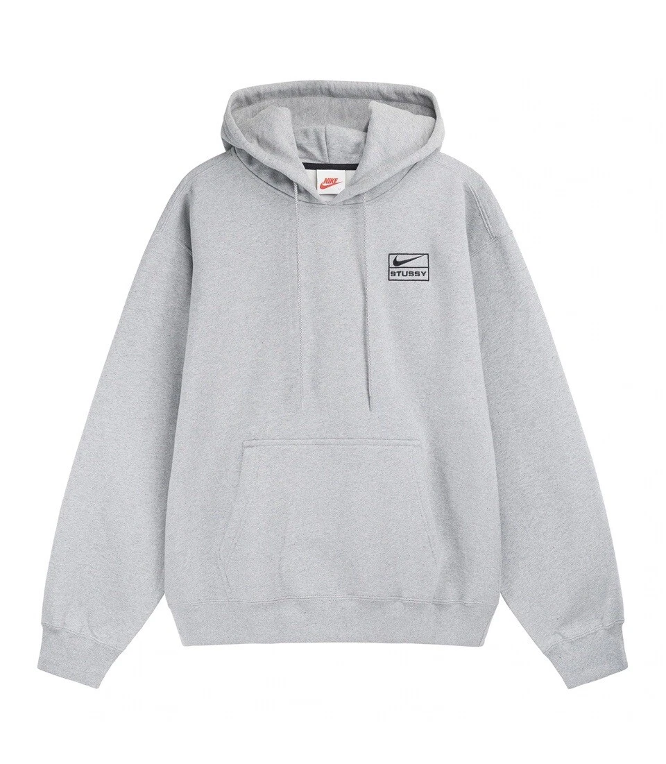 Nike Stussy NRG Pullover Hoodie - Dark Grey Heather Size XL Stüssy