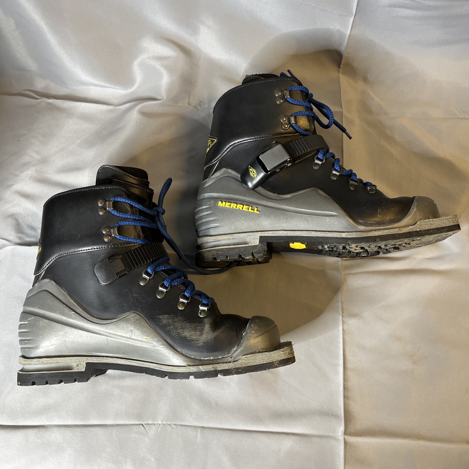 SALOMON Scarponi da sci uomo Merrell Tellemark taglia 10 5 US nero blu flash fibbia singola