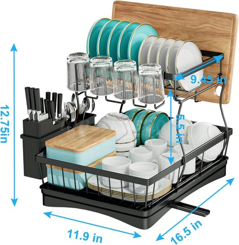 Escurridor de utensilios bandeja secadora soporte para cubiertos organizador cocina plato taza estante de secado - Imagen 4 de 13