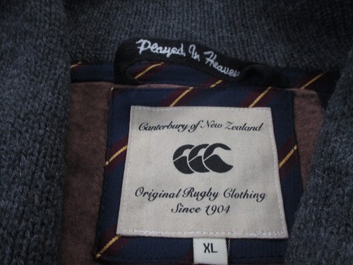Canterbury Sweater Mens XL Cardigan Lambs Wool Shawl Neck Cowl New Zealand Rugby - Picture 7 of 10