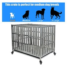 42" Stackable Dog Kennel Stainless Steel Pet Cage Crate for Large Dog
