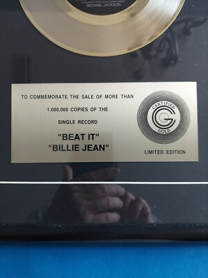 Michael Jackson BEAT IT Billie Jean 45 Single GOLD RECORD Limited