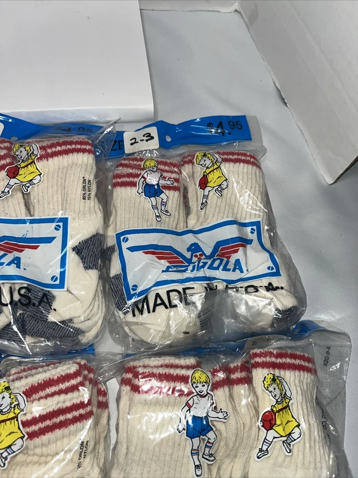 Pack de 6 calcetines vintage Sigola Orlon para niños talla 2-3 - Hechos en EE. UU. - Lote de 8 Foto 4 de 4