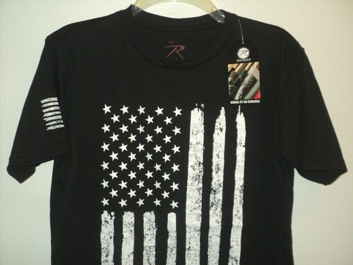 New Rothco Distressed USA Flag T-Shirt Size S Black Athletic Fit #2901 - Picture 2 of 7