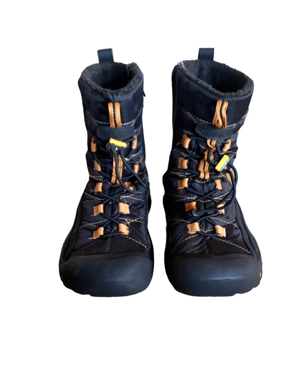 Scarpe Keen per bambini taglia 3 bacino stivali da neve invernali isolati in pelle impermeabili neri