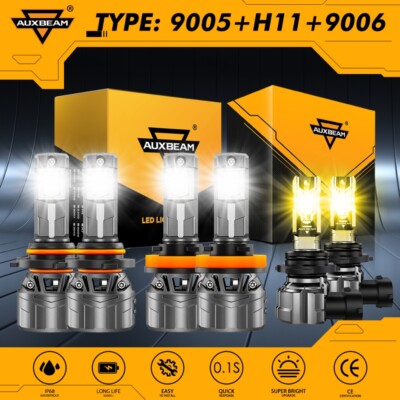 AUXBEAM LED Headlight 9005 High/ H11 Low/ 9006 Fog Bulbs CANbus Kit 6500K/3000K