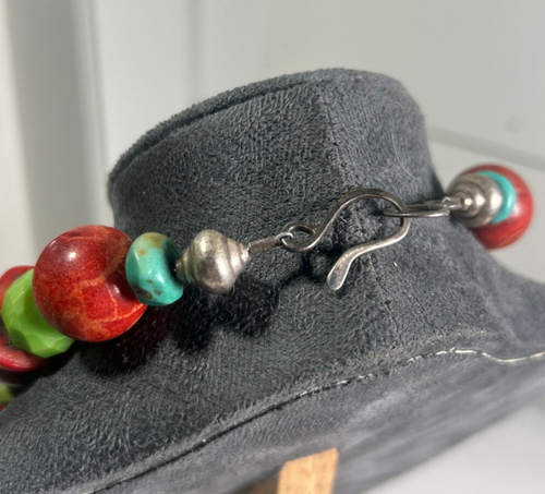 Large heavy Turquoise Stones Indian Necklace Handmade - Picture 10 of 15