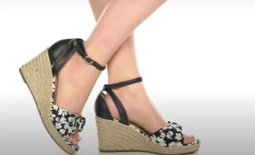 Bandolino Kaira цветочный синий белый Espadrille на танкетке каблуке сандалии женщин 9,5 новый - Изображение 3 из 4