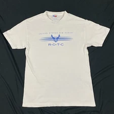 Vintage US Air Force ROTC  Training Camp White T-shirt Men’s Size L Made In USA
