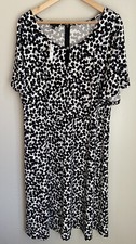 NWT Talbot's Plus Dress Stretch Black White Flutter Sleeve Size 14W New