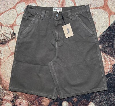 Stussy Work Short Washed Canvas Brown Size 34 Brand New | eBay