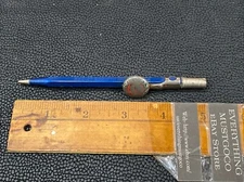 VTG 1930's SCRIPTO 4-47 Blue STARRETT TOOLS Advertising Button Mechanical Pencil