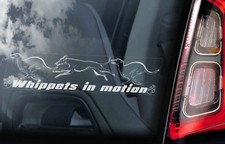 WHIPPETS IN MOTION, Car Sticker, Whippet Snap Dog Window Bumper Decal Sign - V04