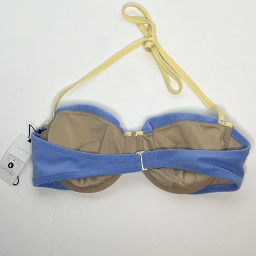 Shade & Shore Women Color Block Bra Style Bikini Swim Top Light Blue/Yellow New! - Picture 2 of 8