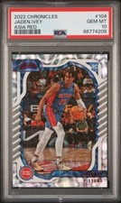 Jaden Ivey 22-23 Panini Chronicles Absolute Asia Red RC #104 Jersey # /48 PSA 10