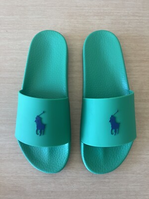 Polo Ralph Lauren Men's Green Blue Spring Slide Sandals Size 11 Beach  Summer New