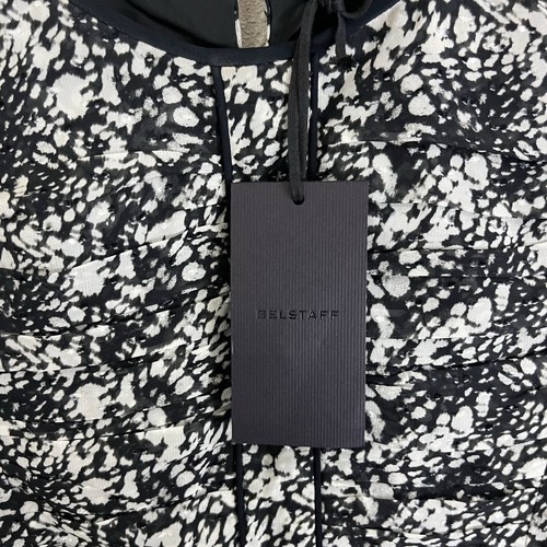 Abito in chiffon a strati asimmetrico Belstaff Lindsey nuovo con etichette IT 44 US 8/10 $1195 - Foto 5 di 7