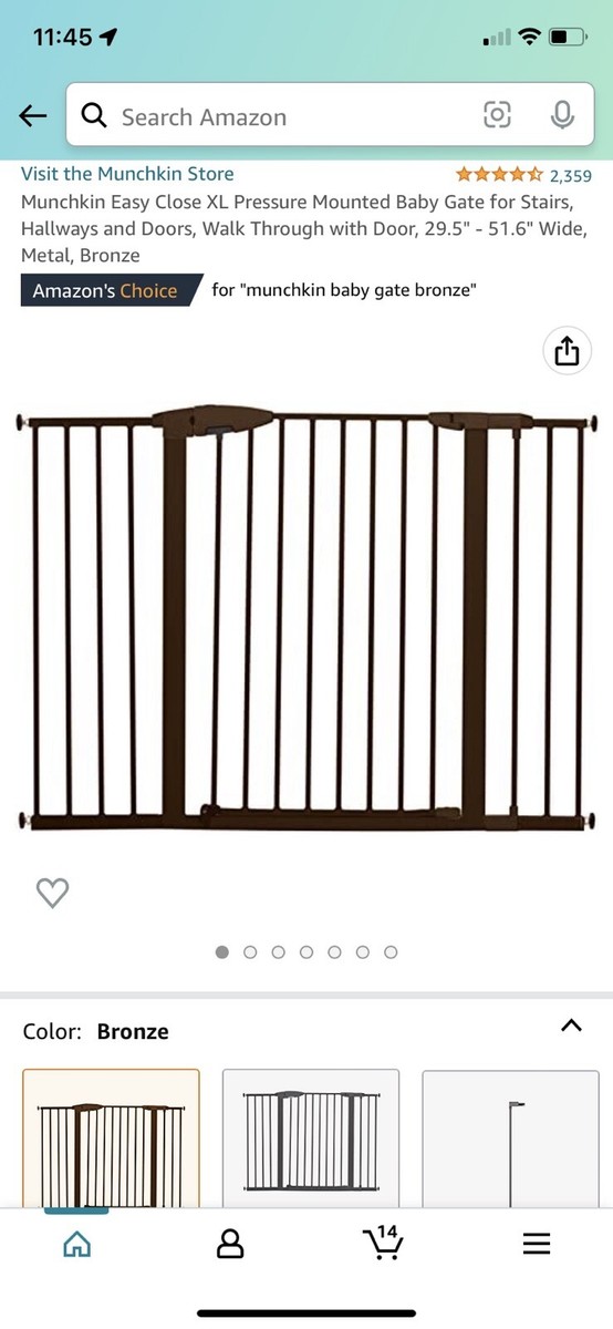 Munchkin MK0009-111 Easy Close Metal Baby Gate, Size XL Bronze