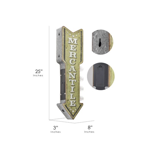 MERCANTILE - Rustic Metal Double Sided - Battery Operated Sign - Picture 6 of 8