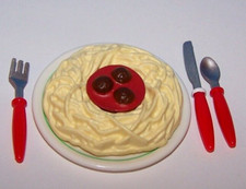 TYCO Kitchen Littles SPAGHETTI Plate Lot Italian Dinner Pasta Barbie Food
