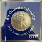 1992 US Silver Eagle $1 Nice Unc in GTE Blue Award Case