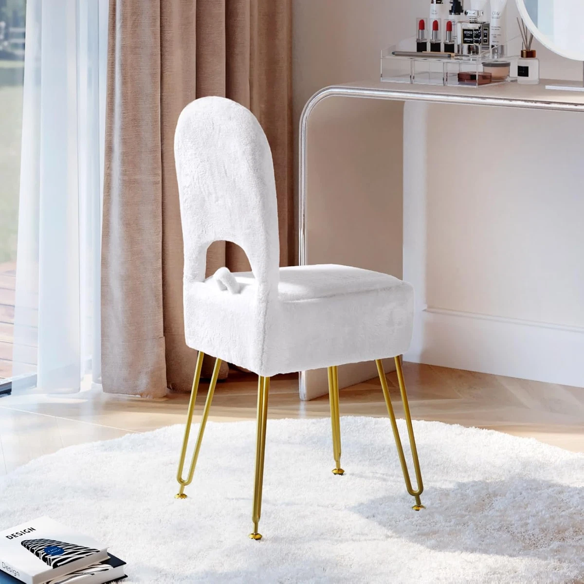 vanity stool fur footstool ottoman