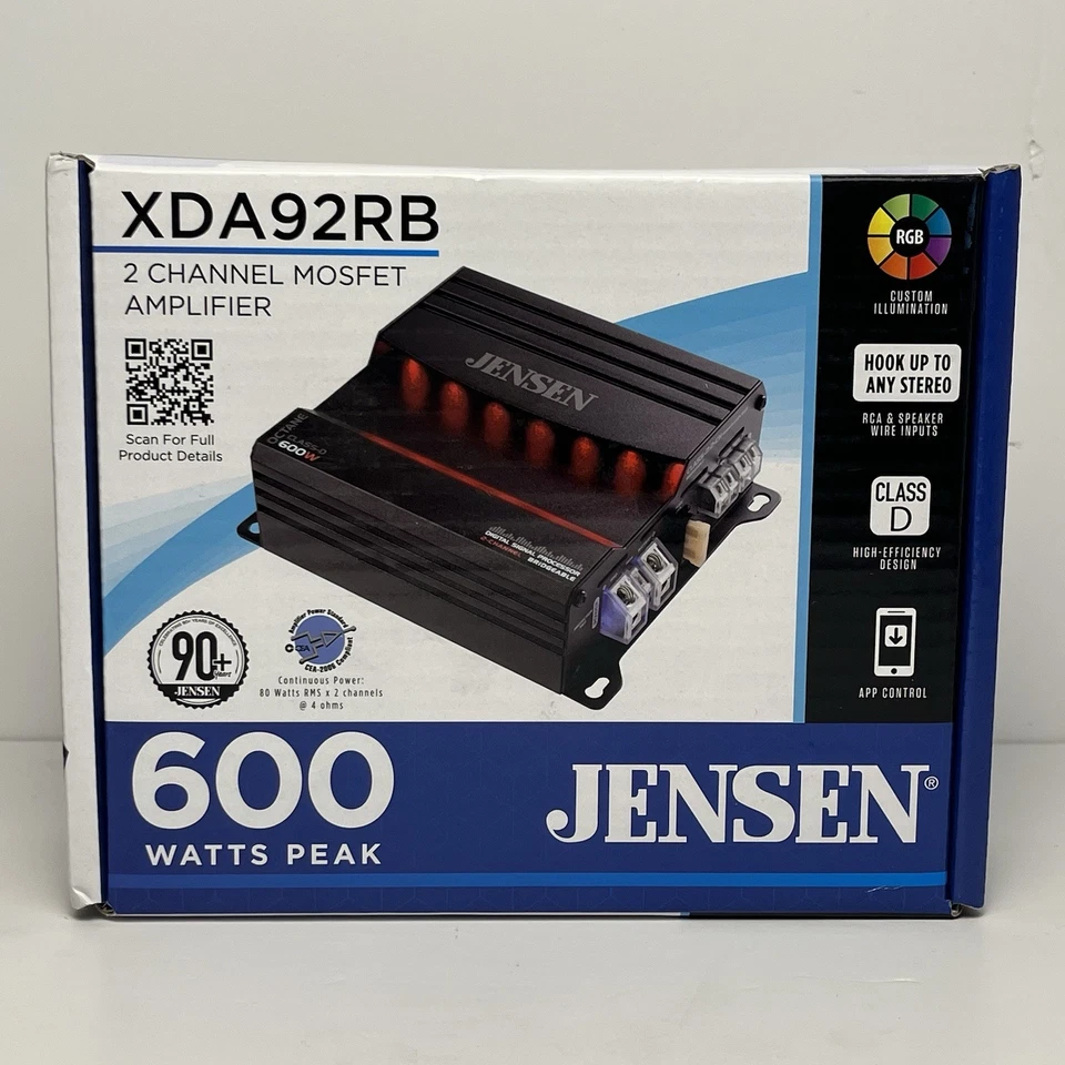 Amplificador Coche Jensen XDA92RB 600W 2 Canales MOSFET Clase D Iluminación RGB - Nuevo Foto 3 de 4