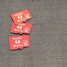 Lot 3x SanDisk Nintendo Switch 128GB Micro SD Red Toad Mushroom Memory Card