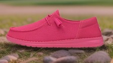 Hey Dude Women Wendy Funk Mono Canvas Loafer Electric Pink Shoes US 8