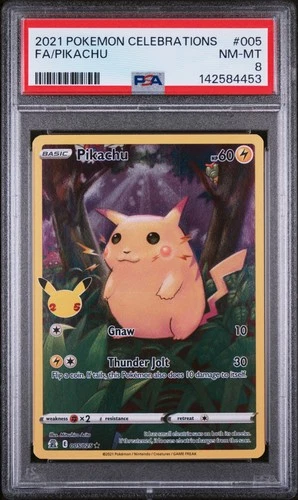 2021 POKEMON CELEBRATIONS #005 FULL ART/PIKACHU PSA 8
