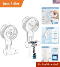 Removable Suction Hooks - 2 Pack Razor Hooks, 11 lbs Capacity, Stylish & Strong