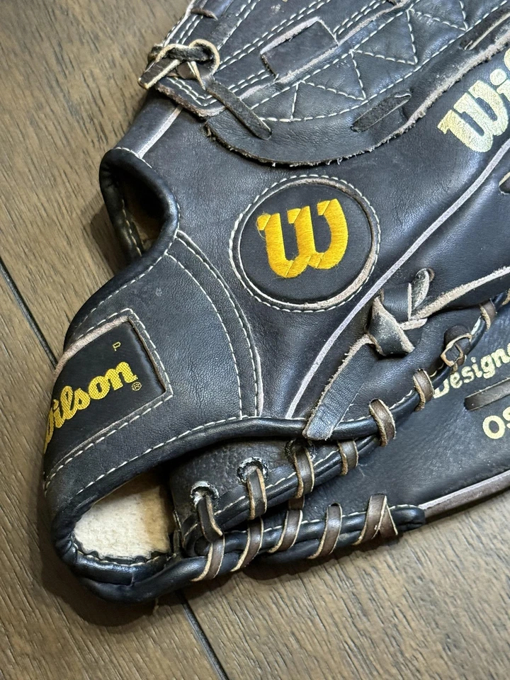 Luva de softbol Wilson Optima prata A9850 dobradiça dupla grip-ite bolso preta - Imagem 4 de 4