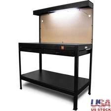 48-Inch Workbench Storage Drawers with Power Outlets and Light for Woodworking