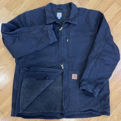 Carhartt Giacca Uomo Sandstone Ridge Giacca Cappotto Blu Navy Taglia XXL #C061 - Foto 4 di 9