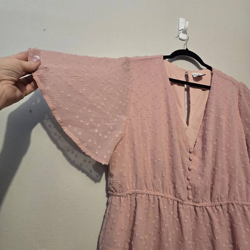 Arula NWT Womens Clip Dot Tiered Dress Sz A 1X 14/16 Dusty Rose Cottage Coquette - Image 2 of 4