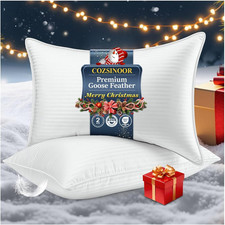 Goose down Feather Pillows Queen Size - Hotel Bed Pillow for Sleeping Set of 2,