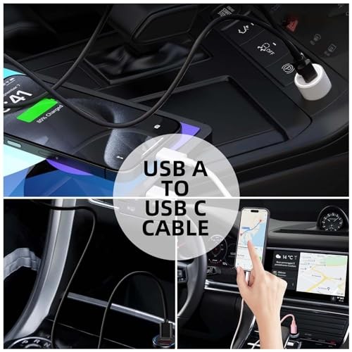Car Carplay Cable for iPhone 16 15 USB A to USB C Cable for 3 Feet White 1 Pack - Afbeelding 6 van 7