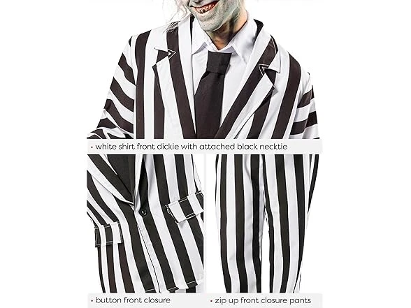 Rubies Rubies Beetlejuice: Beetlejuice Costume for Adults Black/White One Size - Imagem 3 de 4